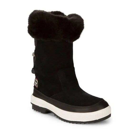 Pajar Canada Barb Waterproof Leather Suede Faux Fur Black Winter Boot Size 10 - Picture 1 of 15